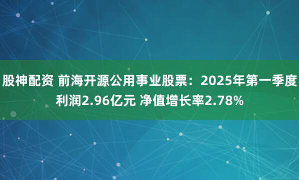 股神配资 前海开源公用事业股票：2025年第一季度利润2.96亿元 净值增长率2.78%