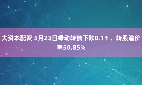 大资本配资 5月23日绿动转债下跌0.1%，转股溢价率50.85%