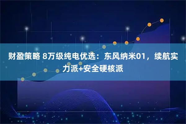 财盈策略 8万级纯电优选：东风纳米01，续航实力派+安全硬核派